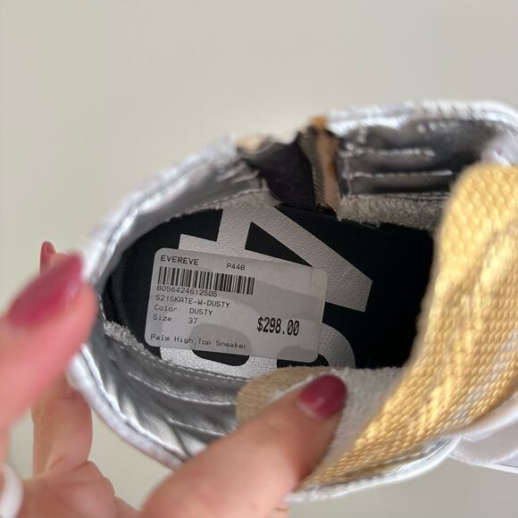 P448 Palm High Top Lace Up Round Toe Sneakers White/Gold 37 - Picture 8 of 10